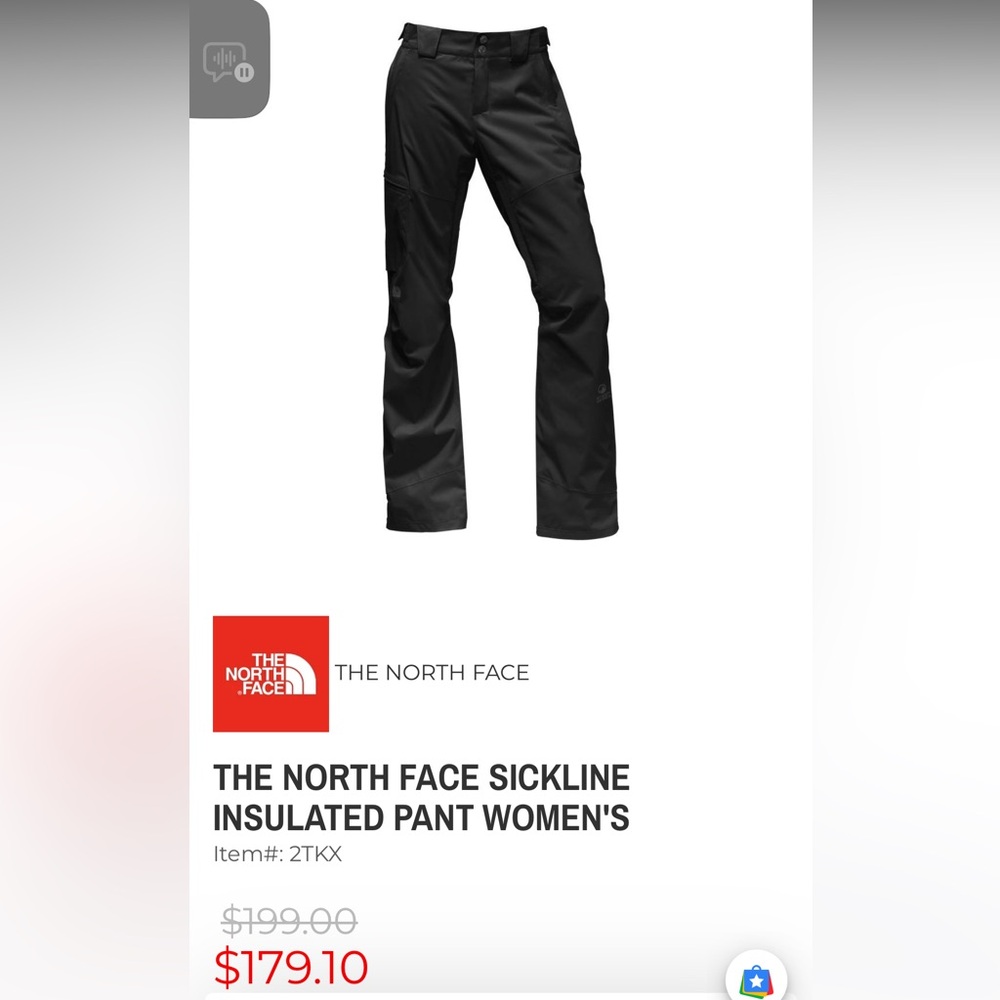 The North Face Women’s Sickline Insulated Ski Pants – Black (Size L Short)